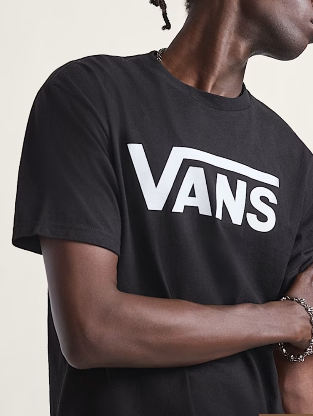 Vans Off The Wall Men's Medium Black Classic Drop V Logo Graphic T-Shirt Skate